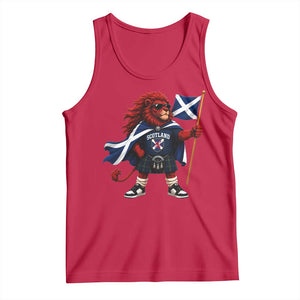 Proud Scotland Rampant Lion Tank Top Scottish Flag Red Lion Mascot with Kilt Football Fans