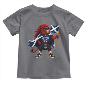 Proud Scotland Rampant Lion Toddler T Shirt Scottish Flag Red Lion Mascot with Kilt Football Fans
