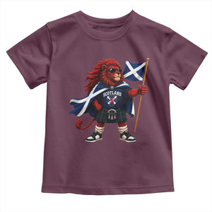 Proud Scotland Rampant Lion Toddler T Shirt Scottish Flag Red Lion Mascot with Kilt Football Fans