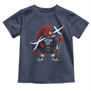 Proud Scotland Rampant Lion Toddler T Shirt Scottish Flag Red Lion Mascot with Kilt Football Fans