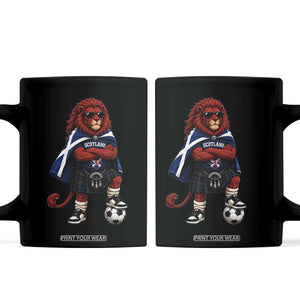 Scotland Rampant Lion Soccer Fan Coffee Mug Scottish Pride Red Lion in Kilt with Sunglasses Football