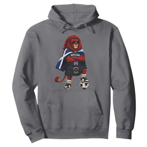 Scotland Rampant Lion Soccer Fan Hoodie Scottish Pride Red Lion in Kilt with Sunglasses Football