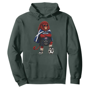Scotland Rampant Lion Soccer Fan Hoodie Scottish Pride Red Lion in Kilt with Sunglasses Football