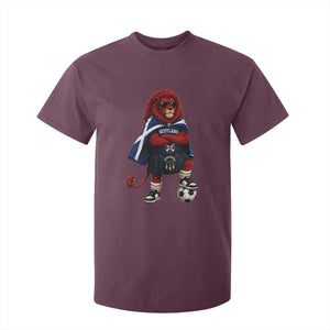 Scotland Rampant Lion Soccer Fan T Shirt For Kid Scottish Pride Red Lion in Kilt with Sunglasses Football