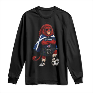 Scotland Rampant Lion Soccer Fan Long Sleeve Shirt Scottish Pride Red Lion in Kilt with Sunglasses Football
