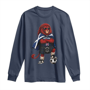 Scotland Rampant Lion Soccer Fan Long Sleeve Shirt Scottish Pride Red Lion in Kilt with Sunglasses Football