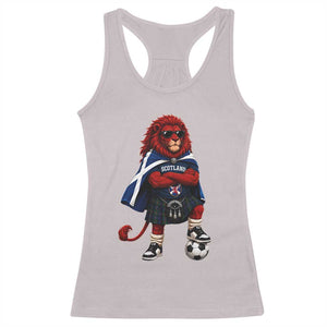 Scotland Rampant Lion Soccer Fan Racerback Tank Top Scottish Pride Red Lion in Kilt with Sunglasses Football