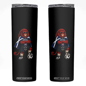 Scotland Rampant Lion Soccer Fan Skinny Tumbler Scottish Pride Red Lion in Kilt with Sunglasses Football