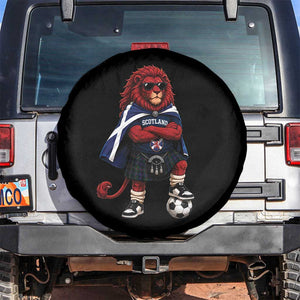 Scotland Rampant Lion Soccer Fan Spare Tire Cover Scottish Pride Red Lion in Kilt with Sunglasses Football