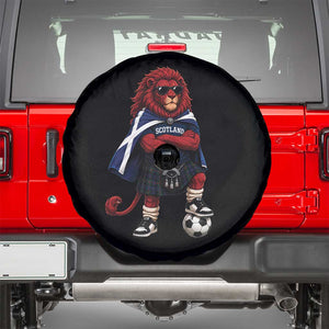 Scotland Rampant Lion Soccer Fan Spare Tire Cover Scottish Pride Red Lion in Kilt with Sunglasses Football