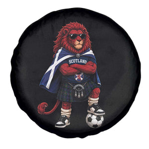 Scotland Rampant Lion Soccer Fan Spare Tire Cover Scottish Pride Red Lion in Kilt with Sunglasses Football