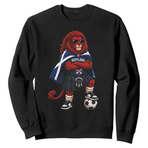 Scotland Rampant Lion Soccer Fan Sweatshirt Scottish Pride Red Lion in Kilt with Sunglasses Football