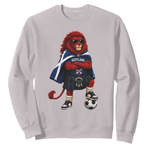 Scotland Rampant Lion Soccer Fan Sweatshirt Scottish Pride Red Lion in Kilt with Sunglasses Football