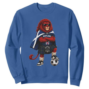 Scotland Rampant Lion Soccer Fan Sweatshirt Scottish Pride Red Lion in Kilt with Sunglasses Football
