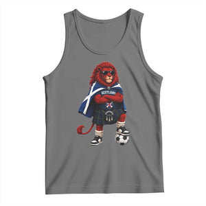 Scotland Rampant Lion Soccer Fan Tank Top Scottish Pride Red Lion in Kilt with Sunglasses Football