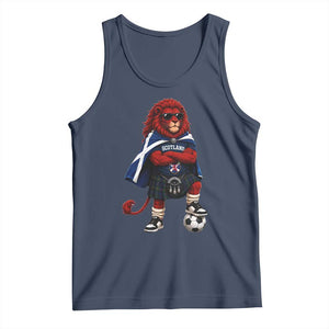 Scotland Rampant Lion Soccer Fan Tank Top Scottish Pride Red Lion in Kilt with Sunglasses Football