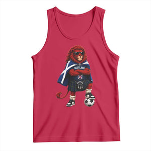 Scotland Rampant Lion Soccer Fan Tank Top Scottish Pride Red Lion in Kilt with Sunglasses Football