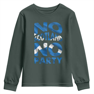 No Scotland No Party Scottish Youth Sweatshirt Retro Scottish Banner Fan Scotland Flag