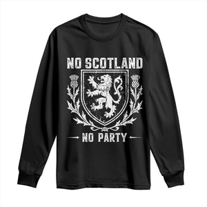 No Scotland No Party Scottish Flag Long Sleeve Shirt Retro Scotland Rampant Lion