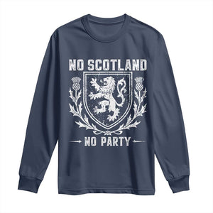 No Scotland No Party Scottish Flag Long Sleeve Shirt Retro Scotland Rampant Lion