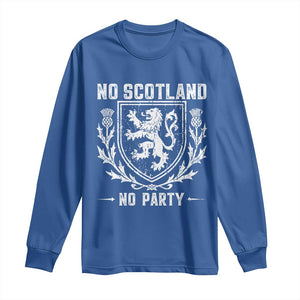 No Scotland No Party Scottish Flag Long Sleeve Shirt Retro Scotland Rampant Lion