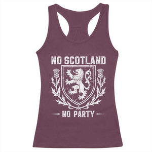 No Scotland No Party Scottish Flag Racerback Tank Top Retro Scotland Rampant Lion