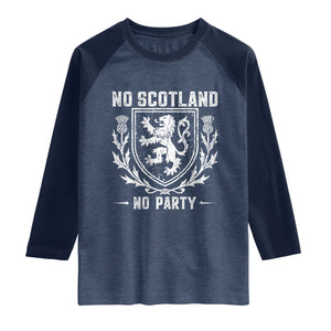No Scotland No Party Scottish Flag Raglan Shirt Retro Scotland Rampant Lion