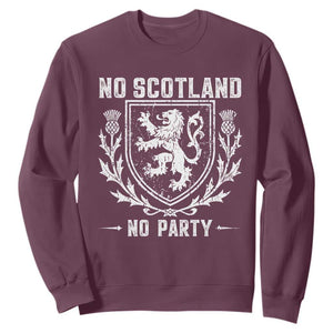 No Scotland No Party Scottish Flag Sweatshirt Retro Scotland Rampant Lion