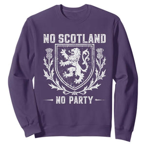 No Scotland No Party Scottish Flag Sweatshirt Retro Scotland Rampant Lion