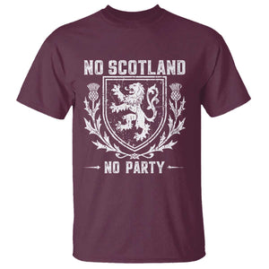 No Scotland No Party Scottish Flag T Shirt Retro Scotland Rampant Lion
