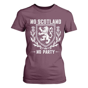 No Scotland No Party Scottish Flag T Shirt For Women Retro Scotland Rampant Lion