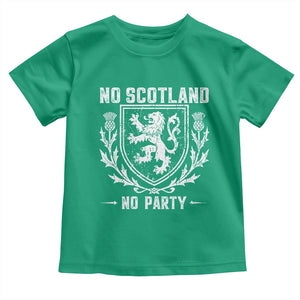 No Scotland No Party Scottish Flag Toddler T Shirt Retro Scotland Rampant Lion