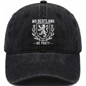 No Scotland No Party Scottish Flag Washed Cotton Baseball Cap Retro Scotland Rampant Lion