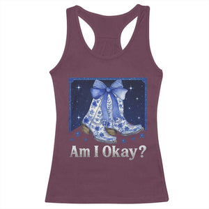 Am I Okay Racerback Tank Top Boot Cowgirl Coquette Bow TS10 Maroon Print Your Wear
