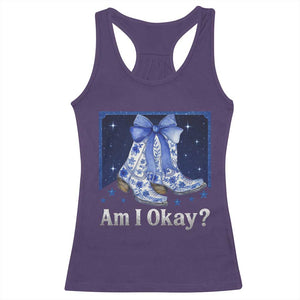 Am I Okay Racerback Tank Top Boot Cowgirl Coquette Bow TS10 Purple Print Your Wear