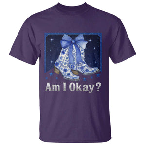 Am I Okay T Shirt Boot Cowgirl Coquette Bow TS10 Purple Print Your Wear