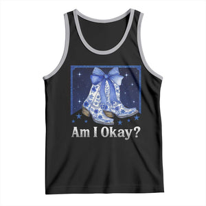 Am I Okay Tank Top Boot Cowgirl Coquette Bow TS10 Black Athletic Heather Print Your Wear