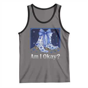 Am I Okay Tank Top Boot Cowgirl Coquette Bow TS10 Deep Heather Black Print Your Wear
