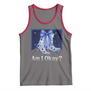 Am I Okay Tank Top Boot Cowgirl Coquette Bow TS10 Deep Heather Red Print Your Wear