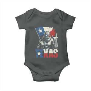 Bigfoot Texas Baby Onesie Sasquatch Loves Rock On Hand Texan Texas Flag TS10 Dark Heather Print Your Wear