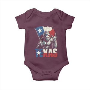 Bigfoot Texas Baby Onesie Sasquatch Loves Rock On Hand Texan Texas Flag TS10 Maroon Print Your Wear