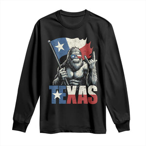 Bigfoot Texas Long Sleeve Shirt Sasquatch Loves Rock On Hand Texan Texas Flag TS10 Black Print Your Wear