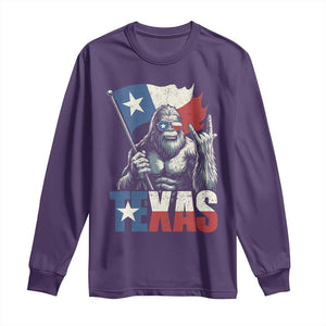Bigfoot Texas Long Sleeve Shirt Sasquatch Loves Rock On Hand Texan Texas Flag TS10 Purple Print Your Wear