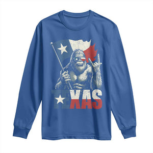 Bigfoot Texas Long Sleeve Shirt Sasquatch Loves Rock On Hand Texan Texas Flag TS10 Royal Blue Print Your Wear