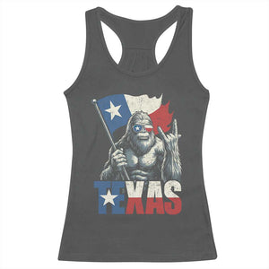 Bigfoot Texas Racerback Tank Top Sasquatch Loves Rock On Hand Texan Texas Flag - Print Your Wear