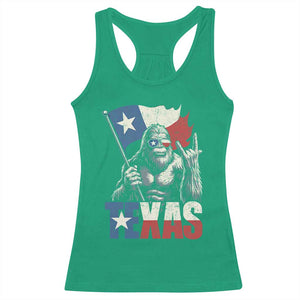 Bigfoot Texas Racerback Tank Top Sasquatch Loves Rock On Hand Texan Texas Flag - Print Your Wear