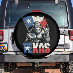 Bigfoot Texas Spare Tire Cover - Sasquatch Loves Rock On Hand Texan Texas Flag Gift TS10 No hole Black Print Your Wear