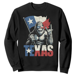 Bigfoot Texas Sweatshirt Sasquatch Loves Rock On Hand Texan Texas Flag TS10 Black Print Your Wear