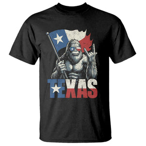 Bigfoot Texas T Shirt Sasquatch Loves Rock On Hand Texan Texas Flag TS10 Black Print Your Wear