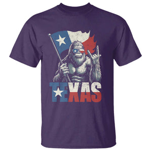 Bigfoot Texas T Shirt Sasquatch Loves Rock On Hand Texan Texas Flag TS10 Purple Print Your Wear